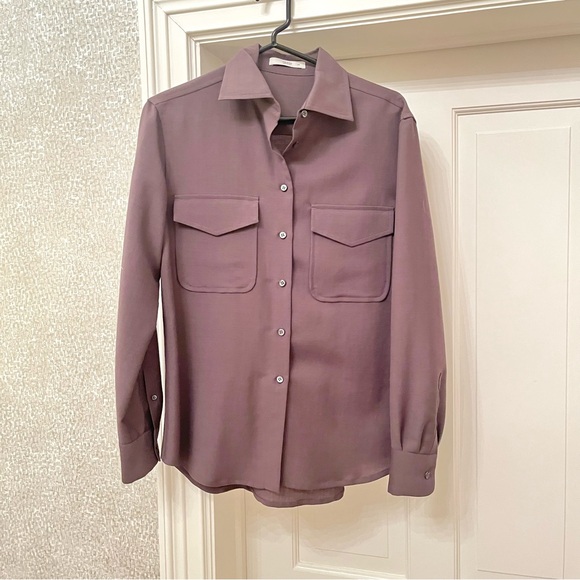 Prada brown mohair wool blend button up shirt 44 - Picture 2 of 8